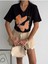 Kadın Büyük Beden Yeni Sezon %100 Pamuk Turuncu Kelebek Işlemeli Nakışlı T-Shirt 3