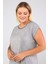 Etek Ucu Şifon Yağ Yıkamalı Tshirt-Acık Gri 1