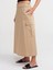 80837 Geniş Elastik Bel Bantlı Etek-Camel 3
