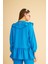 Luxe Fırfırlı ve Taşlı Keten Mavi Tunik Pantolon Takım 4