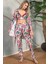 Floral Desenli Bralet Sütyenli Saten Pijama Sabahlık Takımı 5627 1