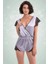 Gri Dantel Detaylı Saten Şort Tulum 3358 1