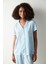 Maye Desenli Mavi Pijama Takımı 4