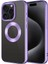 Apple iPhone 15 Pro Max Kılıf Tek Kamera Çerçeveli Renkli Kenarlı Logo Yeri Açık Şeffaf Silikon Şeffaf - Lila 1