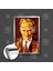 Mustafa Kemal Atatürk Sarı Kırmızı Galatasaran Çerçeveli Dikey Kanvas Tablo 4