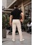 Rahat Kalıp Beli Lastikli Baggy Pantolon - Bej 4