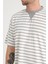 Zarf Yaka Detaylı Çizgili Oversize T-Shirt - Mint Yesili 2