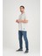 Zarf Yaka Detaylı Çizgili Oversize T-Shirt - Mint Yesili 4