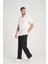 Premium V Yaka Oversize Fitilli T-Shirt - Beyaz 2