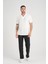 Premium V Yaka Oversize Fitilli T-Shirt - Beyaz 3