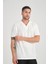 Premium V Yaka Oversize Fitilli T-Shirt - Beyaz 4