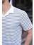 Polo V Yaka Örme Tişört - Gri 5