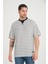 Zarf Yaka Detaylı Çizgili Oversize T-Shirt - Siyah 1