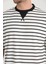 Zarf Yaka Detaylı Çizgili Oversize T-Shirt - Siyah 2