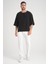 Bisiklet Yaka Fakir Kol Oversize Kısa Kol T-Shirt - Siyah 3