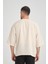 Bisiklet Yaka Fakir Kol Oversize Kısa Kol T-Shirt - Bej 5