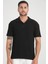 Premium V Yaka Oversize Fitilli T-Shirt - Siyah 1