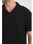 Premium V Yaka Oversize Fitilli T-Shirt - Siyah 2
