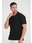 Premium V Yaka Oversize Fitilli T-Shirt - Siyah 5