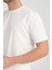Iki Iplik Pamuklu Duble Kol Yırtmaçlı T-Shirt Şort Takım - Ekru 3