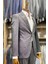 Slimfit Kesim Erkek Pileli Kemer Pantolon Cizgili Takim Elbise-Gri 3