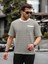 Bisiklet Yaka Tek Cepli Çizgili T-Shirt - Haki 1