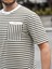 Bisiklet Yaka Tek Cepli Çizgili T-Shirt - Haki 2