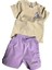Kız Bebek Unicorn Nakış Işlemeli Tişört Yanları Fırfırlı Lila Şortlu Takım 1
