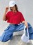 Kadın Crop Baskısız Düz Oversize Salaş T-Shirt 1