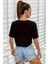 Kadın Crop Baskısız Düz Oversize Salaş T-Shirt 3