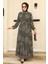Desenli Siyah Tesettür Elbise 34465S 2