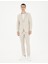Erkek Bej Slim Fit Keten Karışımlı Çizgili Takım Elbise 50286097-VR011 1