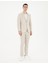 Erkek Bej Slim Fit Keten Karışımlı Çizgili Takım Elbise 50286097-VR011 4