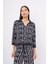 MAZE BLOUSE Jakarlı Organik Pamuk Kadın Bluz - Antrasit/Ekru 2