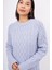DENIZ CABLE PULLOVER Saç Örgülü Bisiklet Yaka Unisex Triko Kazak - Açık Mavi 3