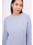 DENIZ CABLE PULLOVER Saç Örgülü Bisiklet Yaka Unisex Triko Kazak - Açık Mavi 4