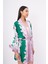 LILAC CHARM SHORT KIMONO Baskılı Saten Kadın Kısa Kimono - Yeşil/Pembe 4