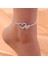 AK23Y0043-10 Lüks Rhinestone Zincir Gümüş Renk Kalp Halhal Kadınlar Için Zarif Hollow Kalp Ayak Bileği Bilezik Yalınayak Sandalet Ayak Takı (Yurt Dışından) 2