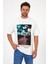 Erkek Bisiklet Yaka Hawaıı Baskılı T-shirt 7021 1