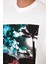 Erkek Bisiklet Yaka Hawaıı Baskılı T-shirt 7021 3