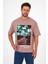 Erkek Bisiklet Yaka Hawaıı Baskılı T-shirt 7021 1