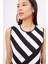 Paula Dress Diagonal Çizgili A Form Kolsuz Ince Kadın Triko Elbise - Siyah/beyaz 3