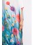 Sprıngfıeld Long Dress Çiçek Baskılı Kısa Kollu 125 cm Uzun Saten Kadın Elbise - Çok Renkli 3
