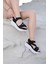 Kadın Dolgu Topuk Cırtlı Günlük Spor Sandalet SS001-0178.Siyah Beyaz 2