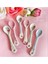 6'lı Porselen Çay Kaşık Set 11cm Çiçekli Beyaz Mavi Pembe Yeşil Dekoratif Hediyelik Şık Klasik 5