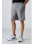 Gri Melanj Pamuklu Kalın Yumuşak Dokulu Comfort Fit Basic Erkek Şort - 81261 1