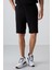 Siyah Pamuklu Kalın Yumuşak Dokulu Comfort Fit Basic Erkek Şort - 81261 1