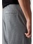 Gri Melanj Pamuklu Kalın Yumuşak Dokulu Comfort Fit Basic Erkek Şort - 81261 4