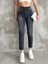 Denim Kumaş Antasit Yıkamalı Yüksek Bel Slim Mom Jeans 2