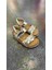 22-36 Numara Mantar Taban Deri Gold Sandalet 1